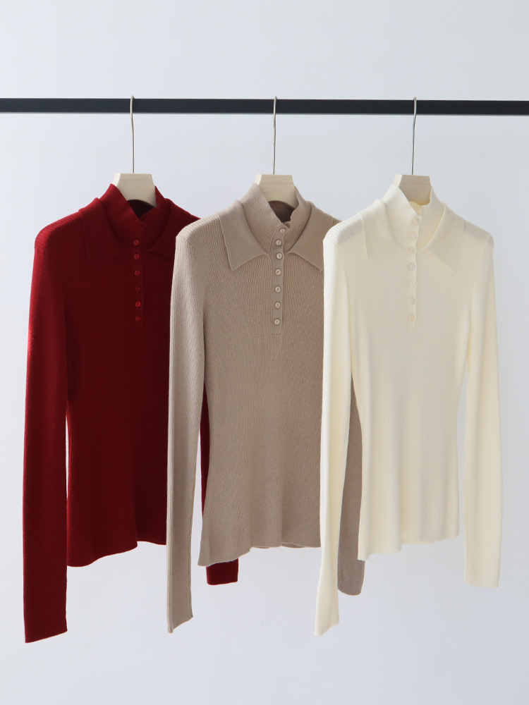 SP305 Women's Wool Blend Pleated Pullover with Soft Half Turtleneck