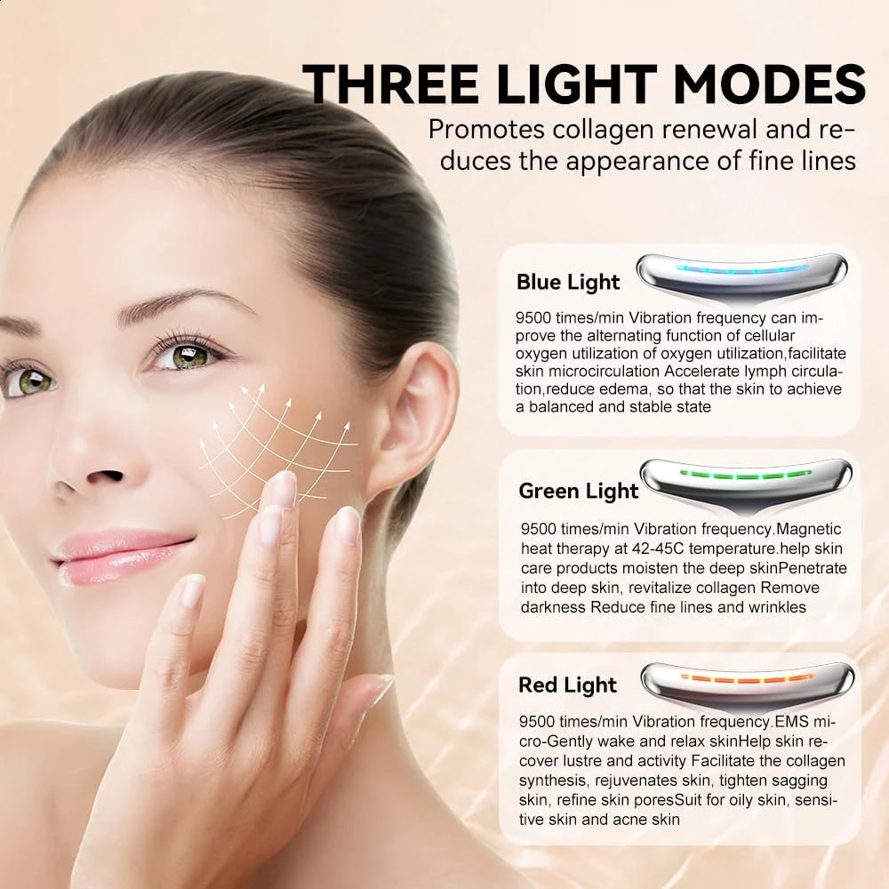 Neck Face Massager Skin Care Massage Device with 3 Color Modes for Skin Rejuvenation Face Sculpting Tool for Double Chin 241226