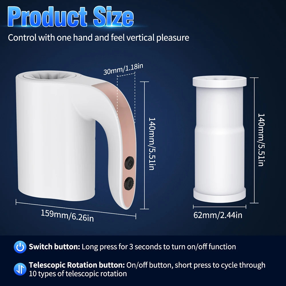 Automatic Telescopic Rotation Masturbator for Men Oral Sex Vaginal Masturbation Cup Kettle Shape Blowjob Toys Adult Goods 241226