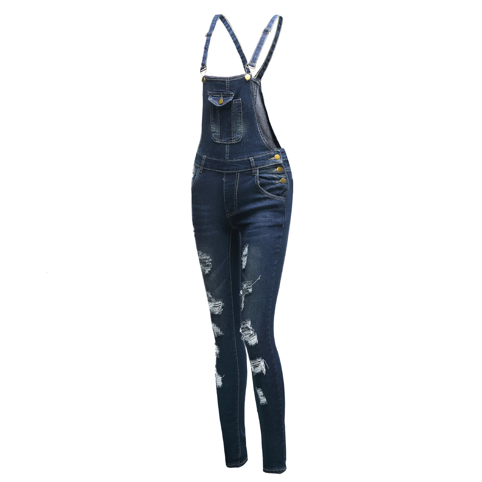 Ripped Jeans Denim Ankle Length Pencil Pant Overalls Distressed Washed Pockets Vintage High Street Spliced Hole 241224
