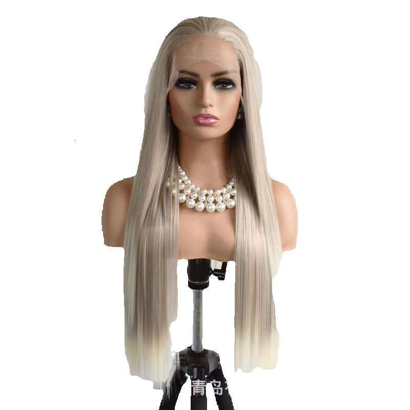 Same Wig Matte High-Temperature Silk Synthetic Front Lace Headband With Long Straight Hair Kq1 Kq1