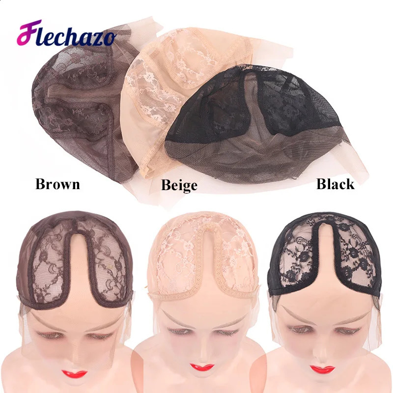 Wig Caps for Making Lace Wigs Deep U Part Lace Wig Weaving Cap Mesh Base Machine Made Stretchy Net with Adjustable Straps 241226