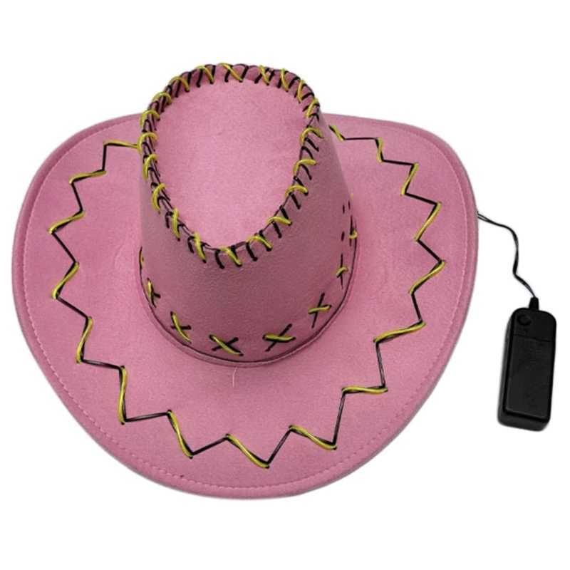 Adjustable Flash Cowboy Hat Womens Carnival Hat Lights Up Fedora Hat Accory W241225