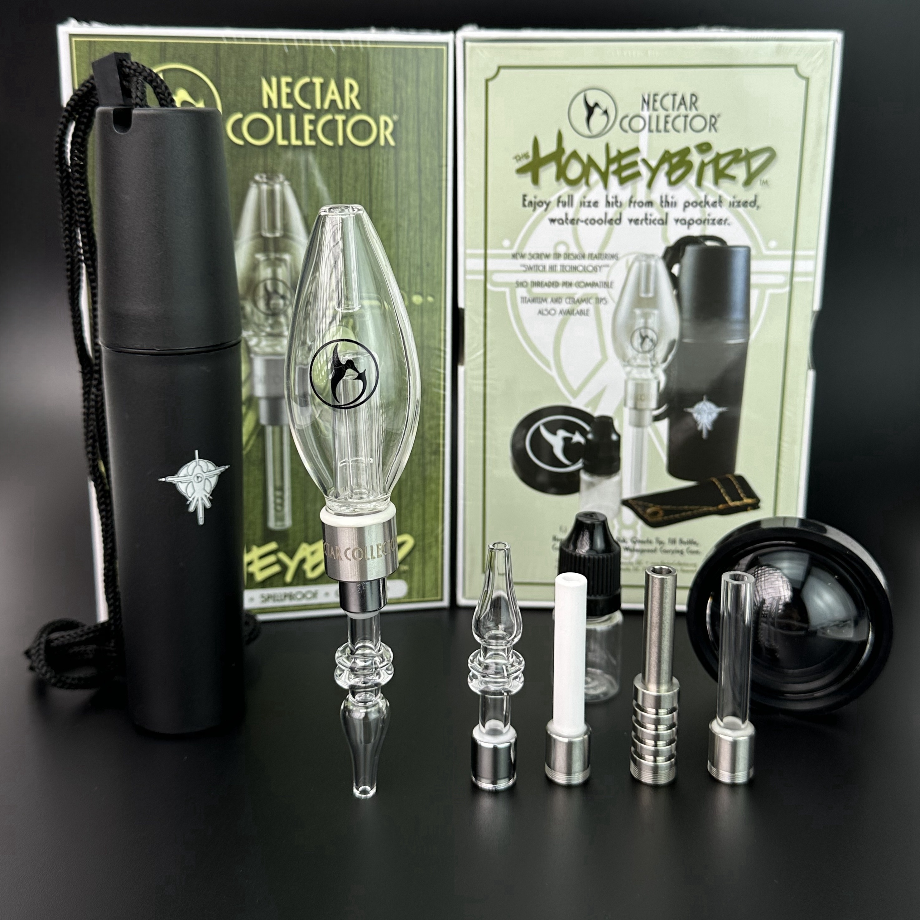 Honeybird Nectar Collector kit High Quality Hookahs With 510 Thread Titanium Ceramic Quartz Tip Mini Water Pipe Glass Bong Oil Rig Kits