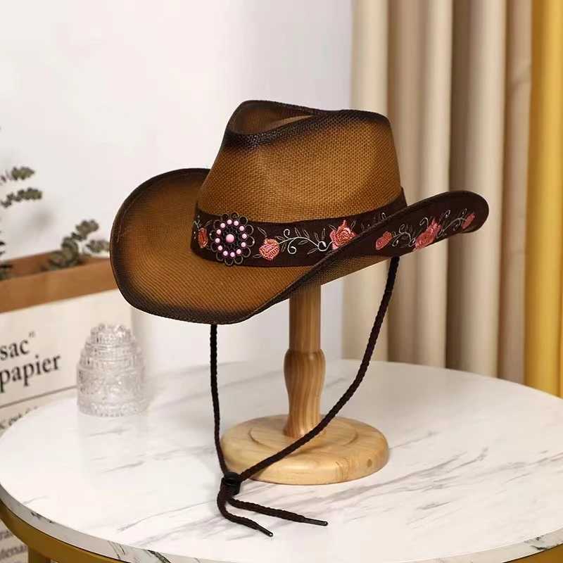 Pink Western Cowboy Hat 2023 New Summer Sunshine Hat Mens and Womens Cowboy Hat Grass Hat W241225
