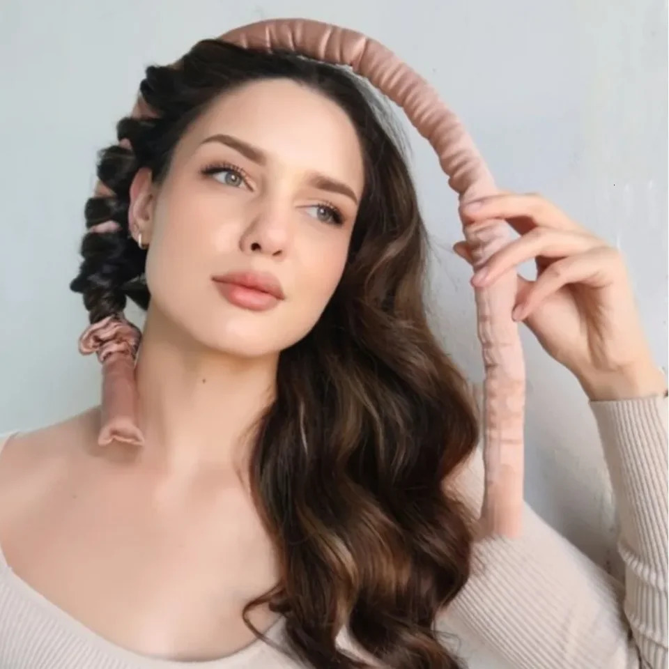 Heatless Curling Rod Headband No Heat Silk Curls Ribbon Hair Rollers Sleeping Soft Headband Lazy Hair Curlers Hair Styling Tools 241225