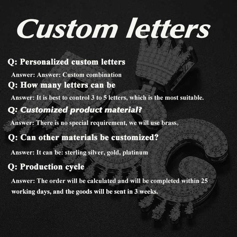 Iced Out Letter Custom Name Necklace Pendant For Men Hip Hop Jewelry Personalized Crown Drippy Cubic Zircon Charms Gift 241226