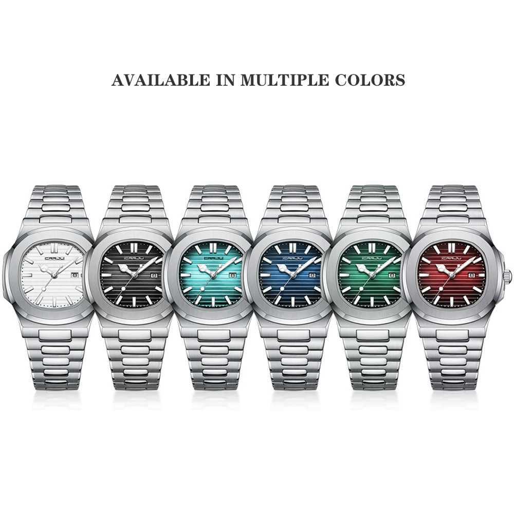 New Arrival CRRJU Luxury Mens Watch Business Stainless Steel Quartz Mens Watch Waterproof Luminous Date Square Mens Watch Z241226