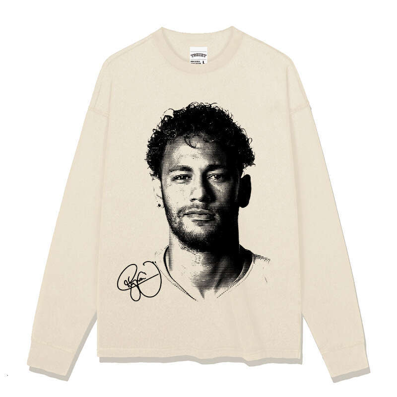 American Neymar printed short long sleeved trendy brand versatile round neck casual T-shirt for men