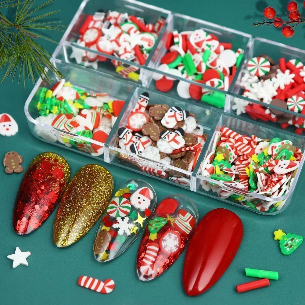 Christmas Nail Charms Sprinkle Polymer Clay Slices Slimes Flake DIY Snowflakes Xmas Nail Accessories Holiday Manicure 241226