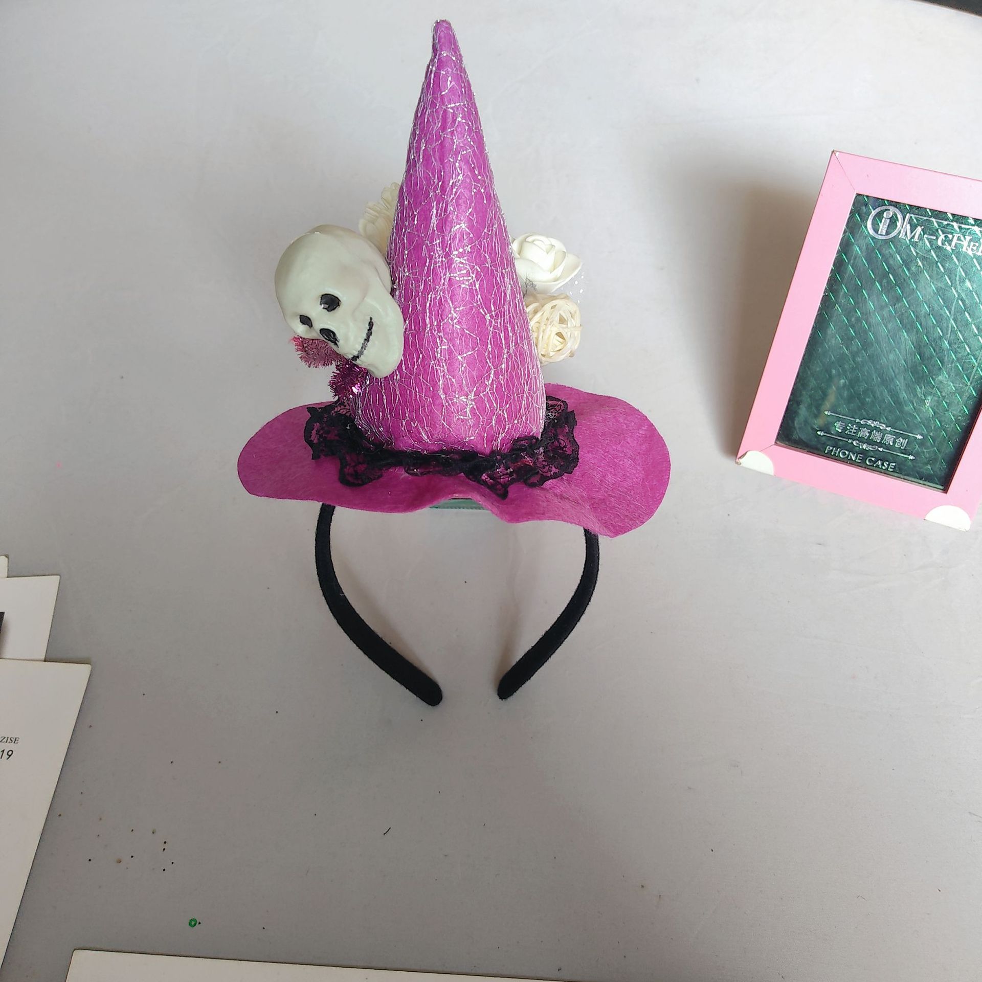 Halloween Ghost Festival party headband export European and American skull flower mesh small high hat headband