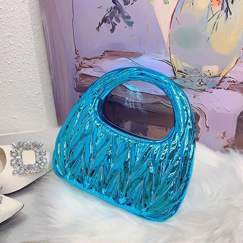 Creative Acrylic Bag Fashionable Pleated Cloud Evening Bags Versatile Light Luxury Personalized Banquet Handbag 241226