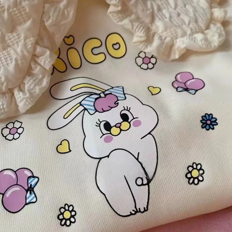 Kids Girls Clothes Sets Autumn Spring Cartoon Rabbits Girl Pullover TopsPants 2Pcs Fashion Children Sweatshirt Tracksuit 16Yrs 241225