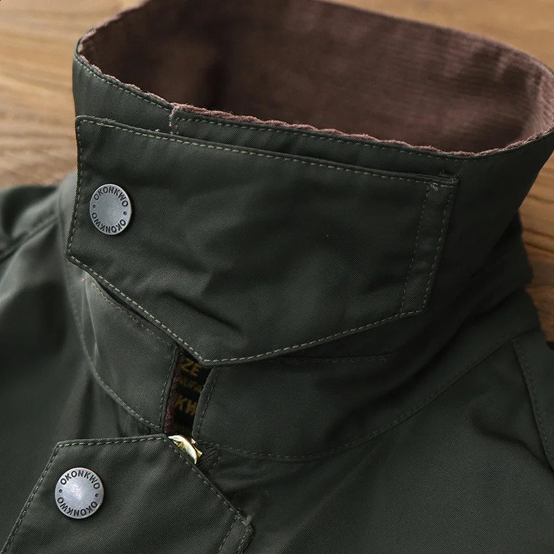 Amekaji Oil Wax Jacket Men American Vintage Corduroy Lapel Coat Multi-pocket Safari Cargo Jacket Loose Casual Unisex Windbreaker 241224