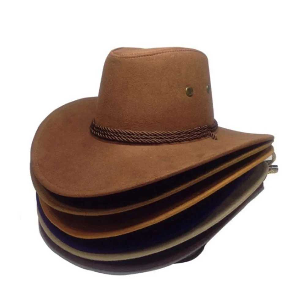 Cowboy hat Cs mens country womens hat artificial leather Sunhat wild Brim Panama hat Visor hat Sombrero De Vaquero Occidental hat W241225