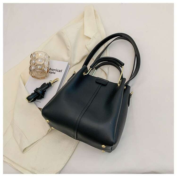 Summer Solid Color Women's New Fashionable Shoulder Large Capacity Handbag, Tote Bag, Popular Bucket Bag