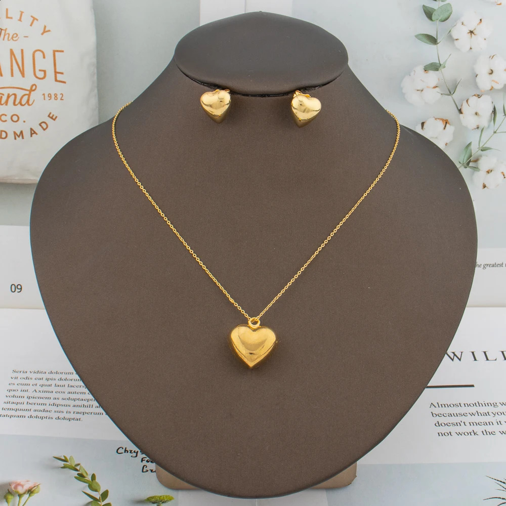 18K Gold Plated Earrings Necklace for Women Water Drop Pendant Girl Bohemian Fashion Jewelry Set Minimalist Chain Daily Wear 241226