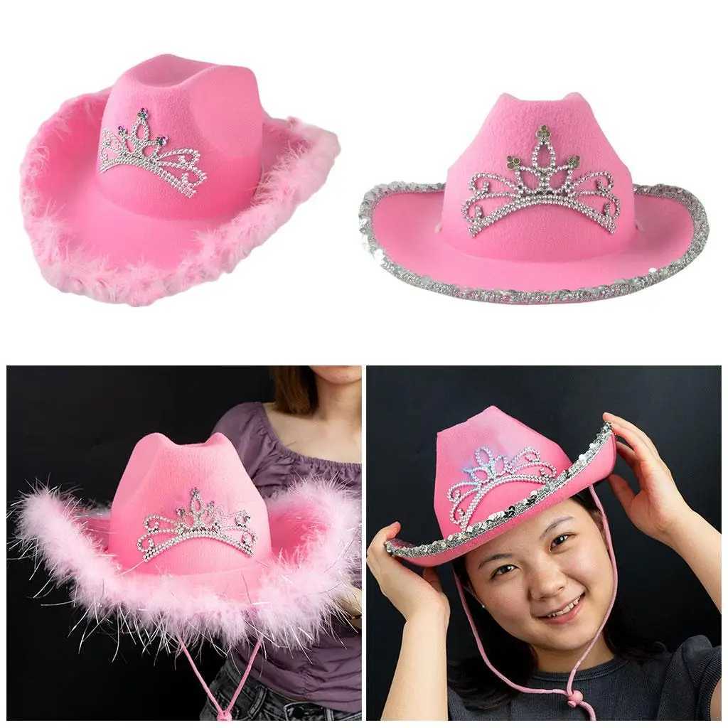Pink Cowboy Hat Pink Cowgirl Prink Hat with Tiara Design Pink Cowboy Hat W241225