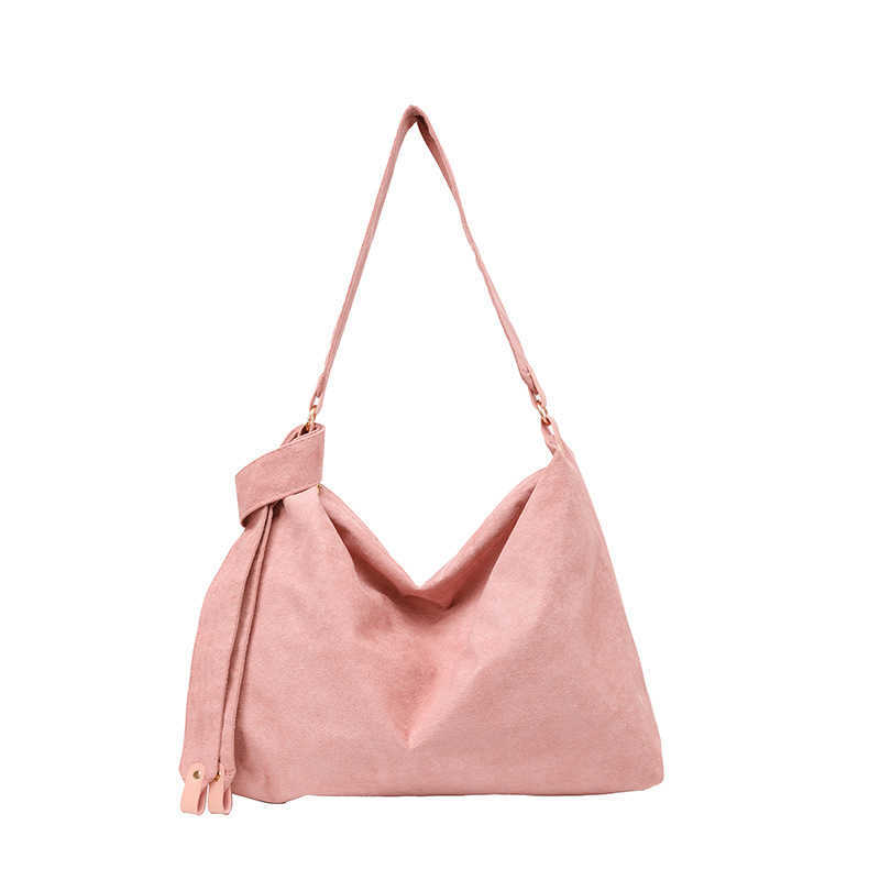 Windy suede solid color design for commuting, large capacity, simple temperament, women's single shoulder armpit bag 241231