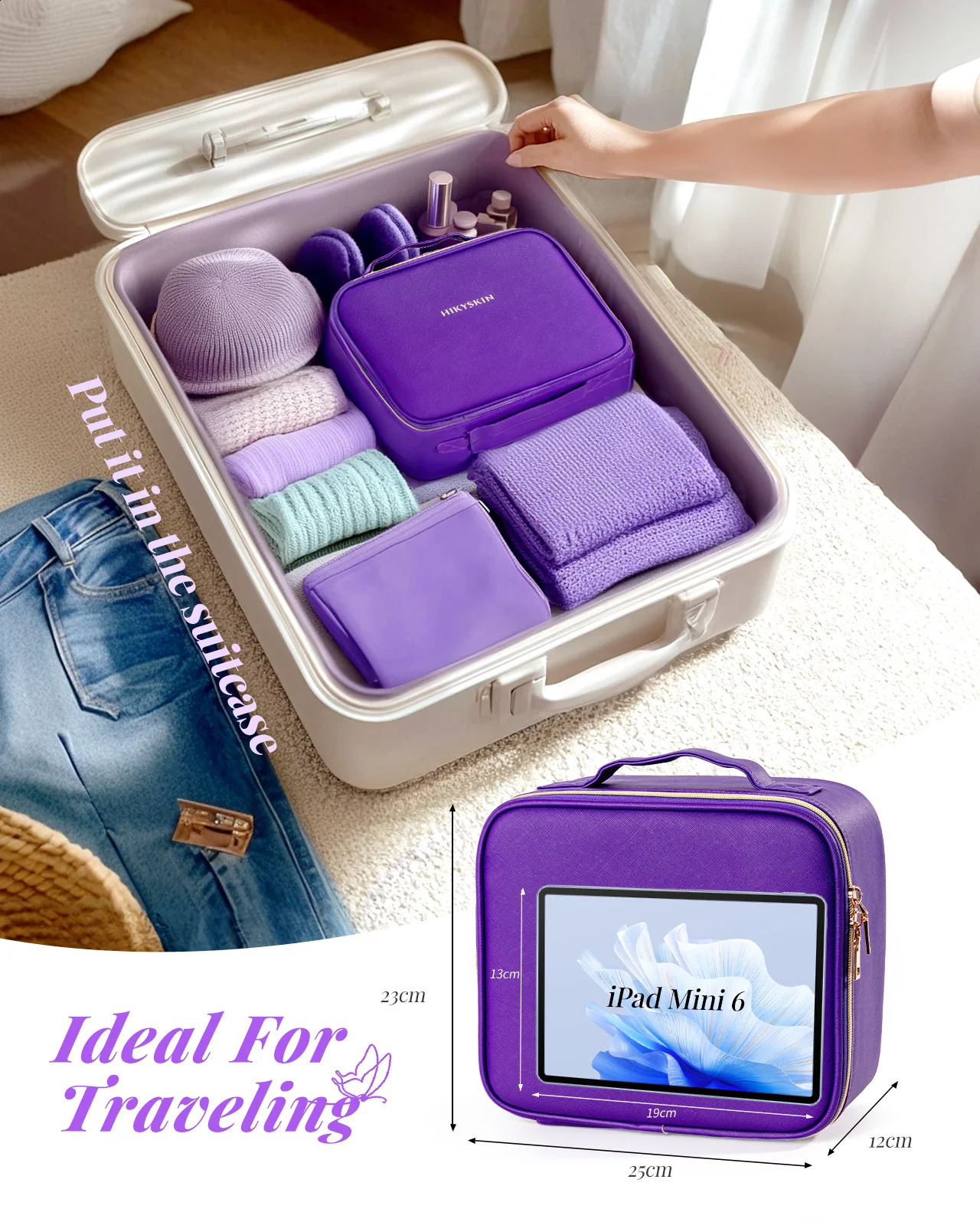 Portable Makeup Bag Travel Waterproof Necessary Beauty Brush Embroidery Tool Storage Cosmetic Case Professional Makeup Box 241226