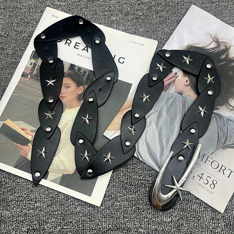 Goth Style Vintag Star Buckle Belt Emo Belt Harajuku High Quality Y2k Mens Belt Leather Jeans Bb Belts Accessories 241226