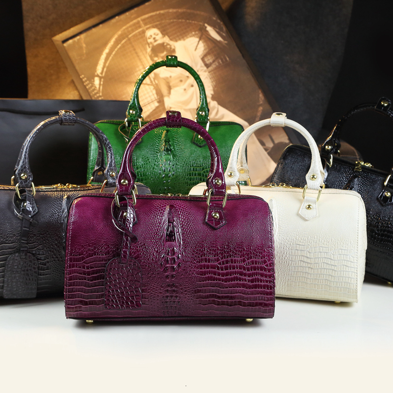 Genuine Leather Crocodile Pattern Women's Handbags Large Capacity Lady Shoulder Messenger Bag Mom Banquet Pillow Bags Fashion