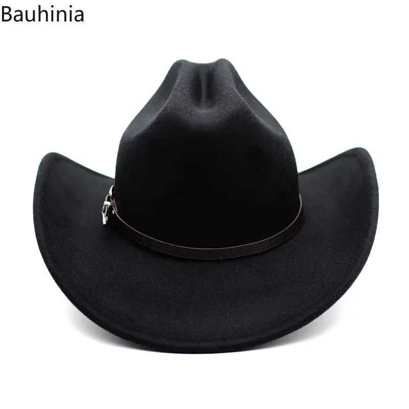 Bauhonia Retro Western Mens Cowboy Hat Wide Brim Gentleman Jazz Hat Cowboy Girl Cloche Church Cs Sombrero Hombre W241225
