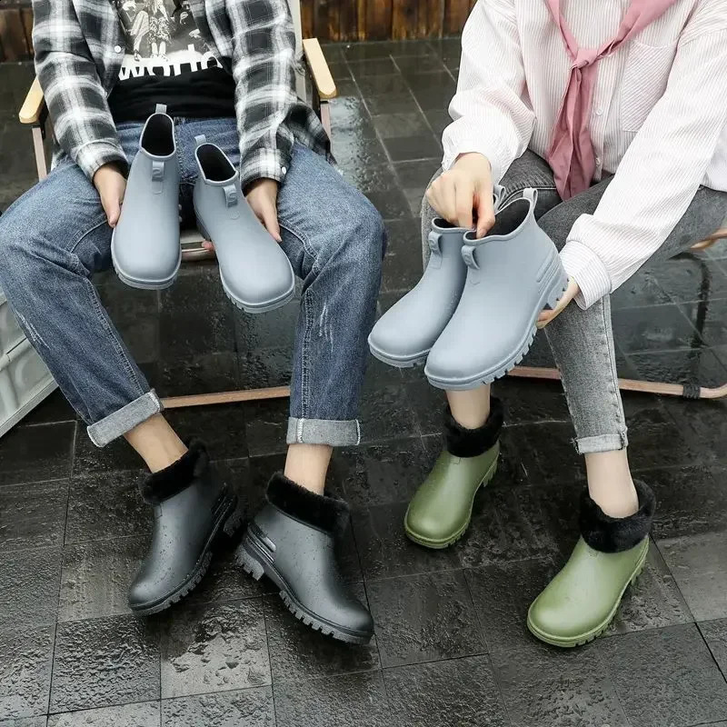 Mens Rain Boots Fashion Male Shoes Waterproof and Non-slip Ankle Cooking Low Short Chef Kitchen Teenagers Low-heel Pvc Outdoor 241226