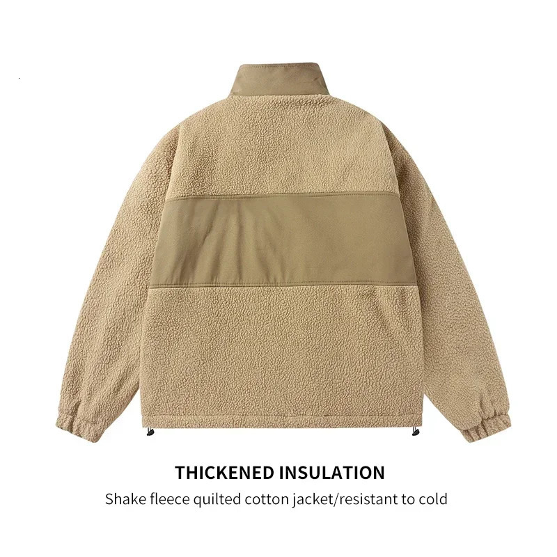 Winter Ski Fleece Jacket Mens Street Fashion Polar Windproof Warm Coat Colombian Style Lamb Wool Thickened Parka 241225