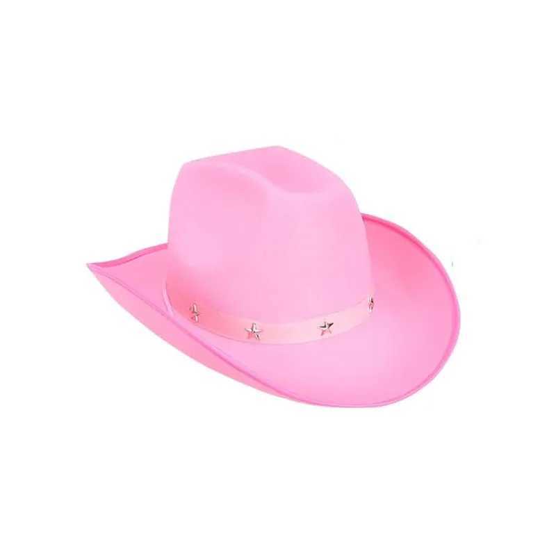 Retro Western Cowboy Hat Star Rivet Black Wool Jazz Hat Mens Ethnic Style Felt Jazz Hat Fedora Hat Hombre Cs W241225