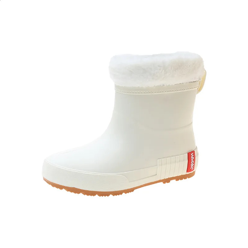 Rubber Shoes Women Warm Waterproof Rain Boots Fashion Slip-on Non-slip Ankle Booties Waterproof Work Short Boots Woman 241226