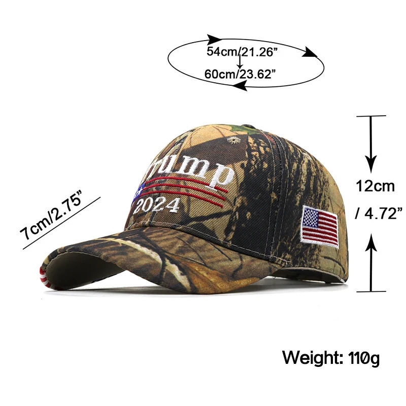 Embroidery Camouflage Donald Trump 2024 Hats USA Flag Baseball Caps Keep America Great Again President Hat ed Cap 241225