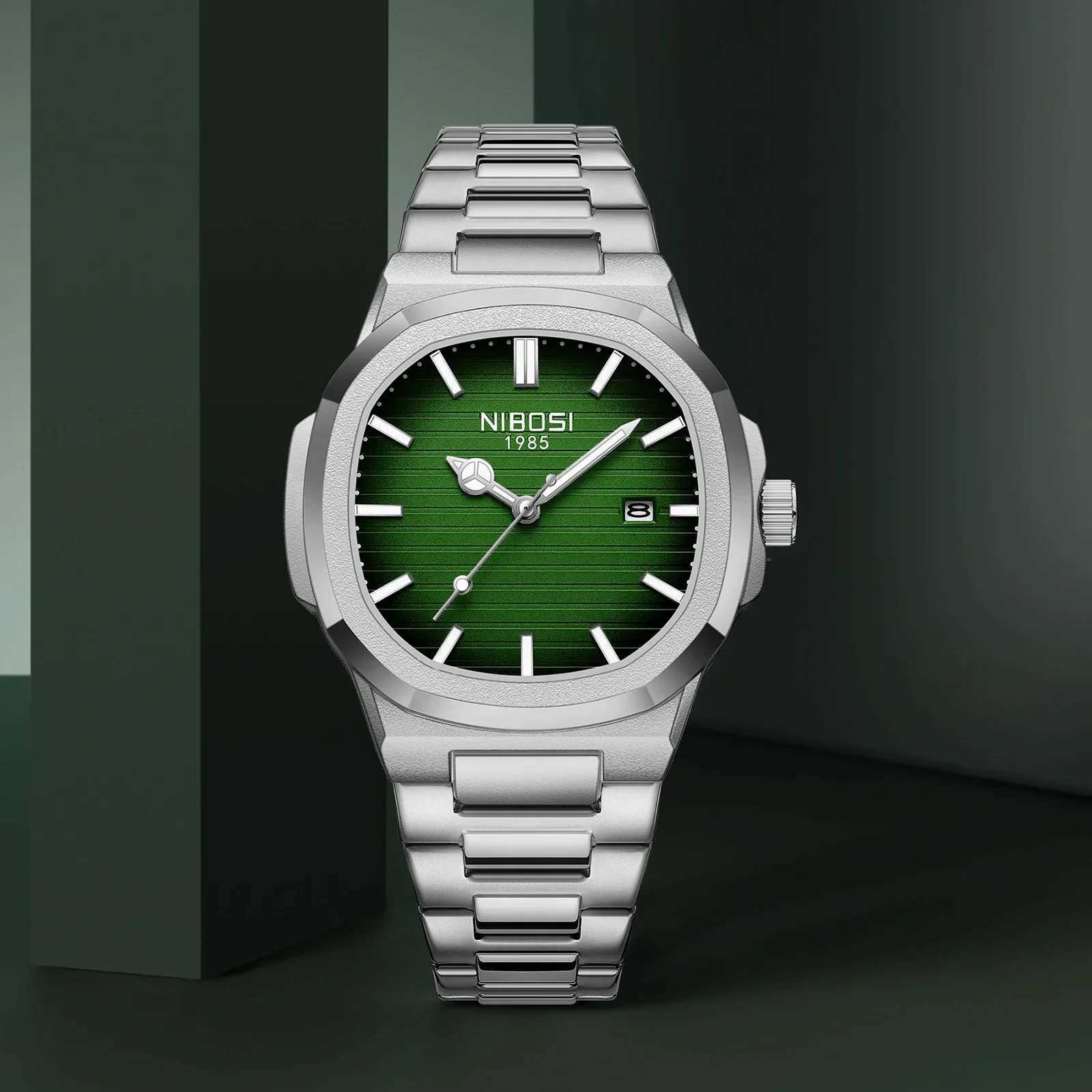 New Arrival NIBOSI New Luxury Business Watch Waterproof Mens Watch Luminous Date Stainless Steel Square Quartz Mens Watch Reloj Hombre Z241226