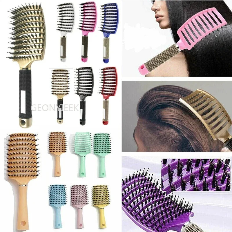 Anti Klit Hairbrush Women Female Hair Scalp Massage Comb Bristle nylon Hairbrush Wet Curly Detangle Hair Brush For Salon 241225