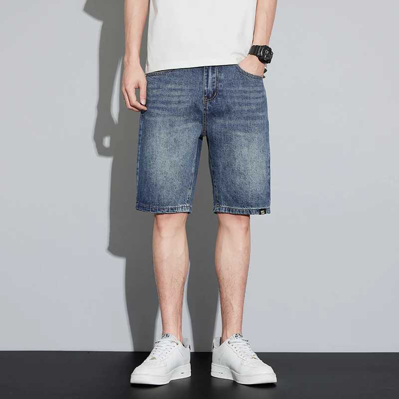 2024 summer denim shorts mens jeans blue ultra-thin straight mens knee length pants mens shorts streetwear Casaul mens clothing W241226