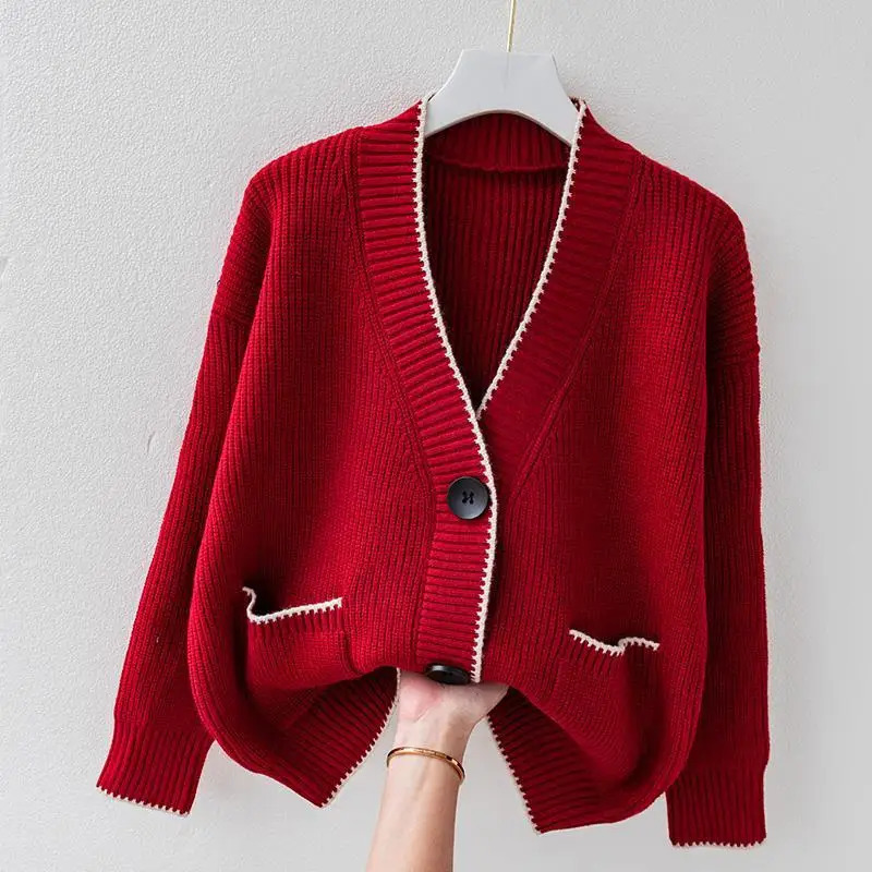 Womens Plussize Orange Blouse Autumn and Winter Clothes Solid Color Sweater Women Clothing Cardigan Coats Tops 241225