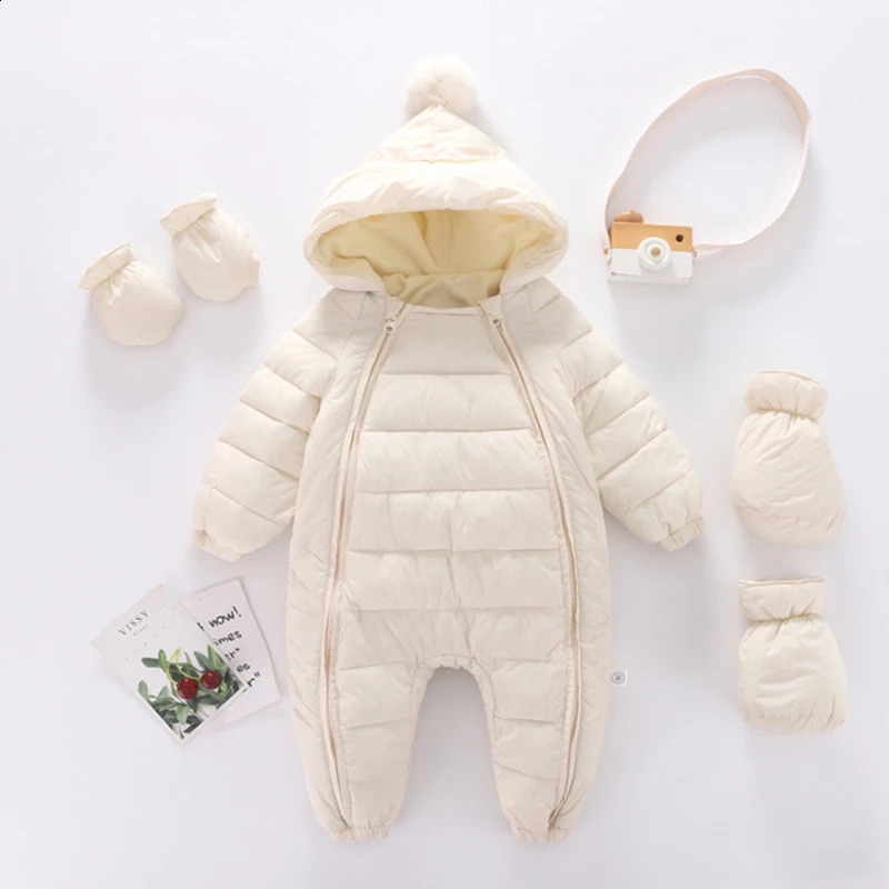 born Hooded Plus Velvet Warm Boys Snowsuit Toddler Snow Suit Baby Girl clothes Cotton Overalls Jumpsuit Rompers 241225