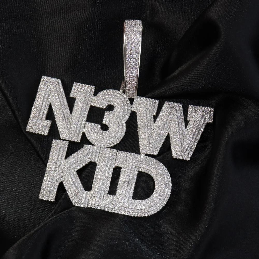 Custom Pave Cubic Zircon Bold Letters Pendant For Men Personalized Name Necklace With Cuban Link Chain Hip Hop Rock Jewelry 241226