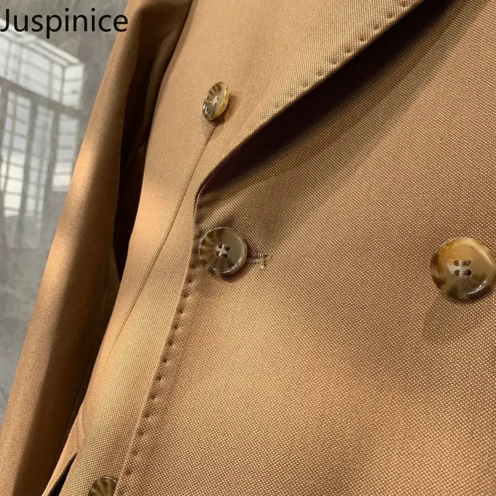 Autumn British Style Retro Solid Slim Double Breasted Suit Blazers Trousers Set Mens Loose Business Casual Jacket Pants 241223