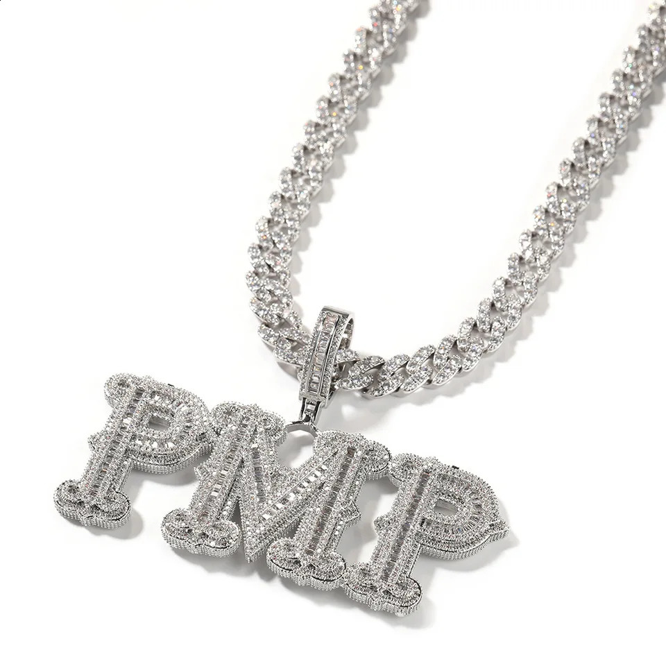 HIP Hop Iced Out Custom Name Thorn Baguette Letters Cubic Zircon CZ Pendants Necklaces For Men Customized Jewelry 241226