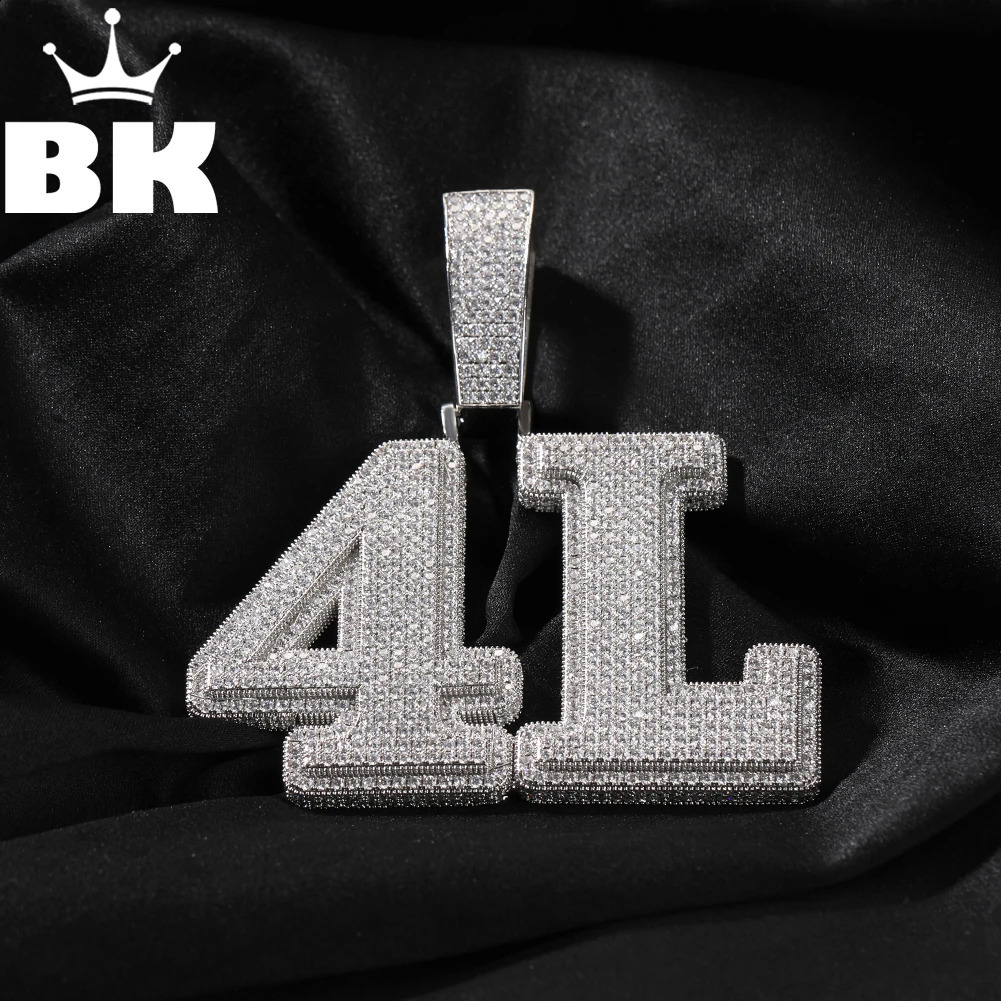 THE BLING KING Large Custom Name Necklace For Men Micro Paved Cubic Zircon Letters Pendant Times Roman Font Hip Hop Jewelry 241226