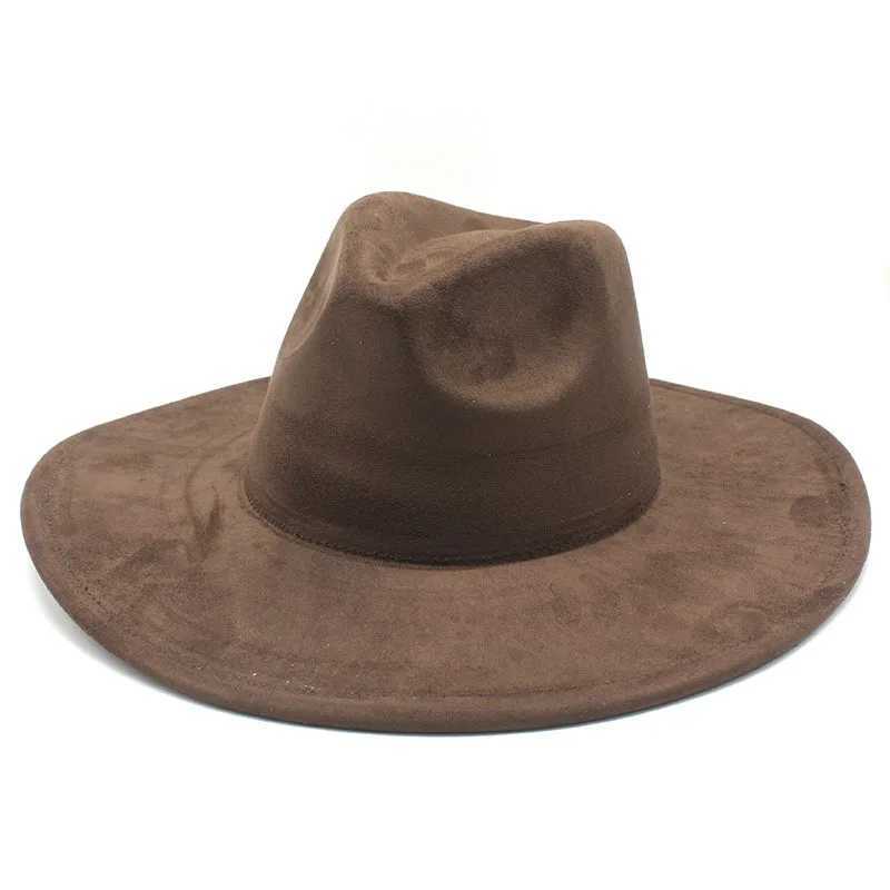 Elegant cotton blend Fedora hat suitable for both men and women featuring a classic wide Brim gentleman hat with a suede like finish of 57-58cm W24122