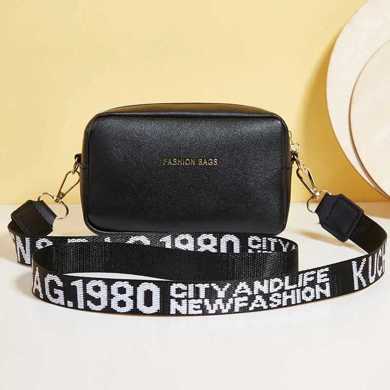 Simple Style Small Shoulder Bags for Women Solid Color Pu Leather Wide Strap Crossbody Bag Female Phe Purse Messenger HandbagXJ241225