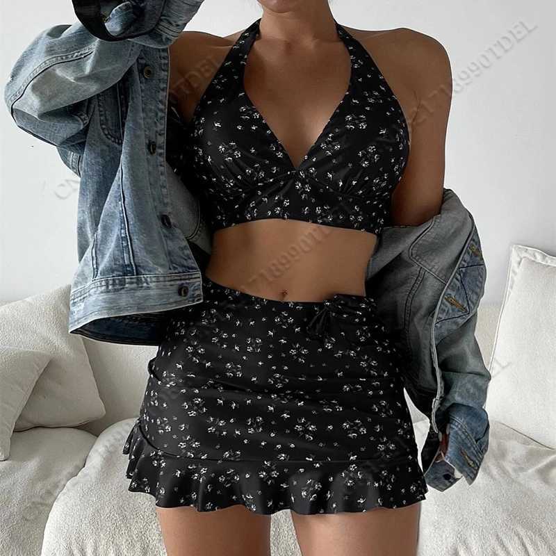 Sexy low cut bikini set+pleated leather jacket top womens 3-piece swimsuit sling Monokini backless swimsuitW241225