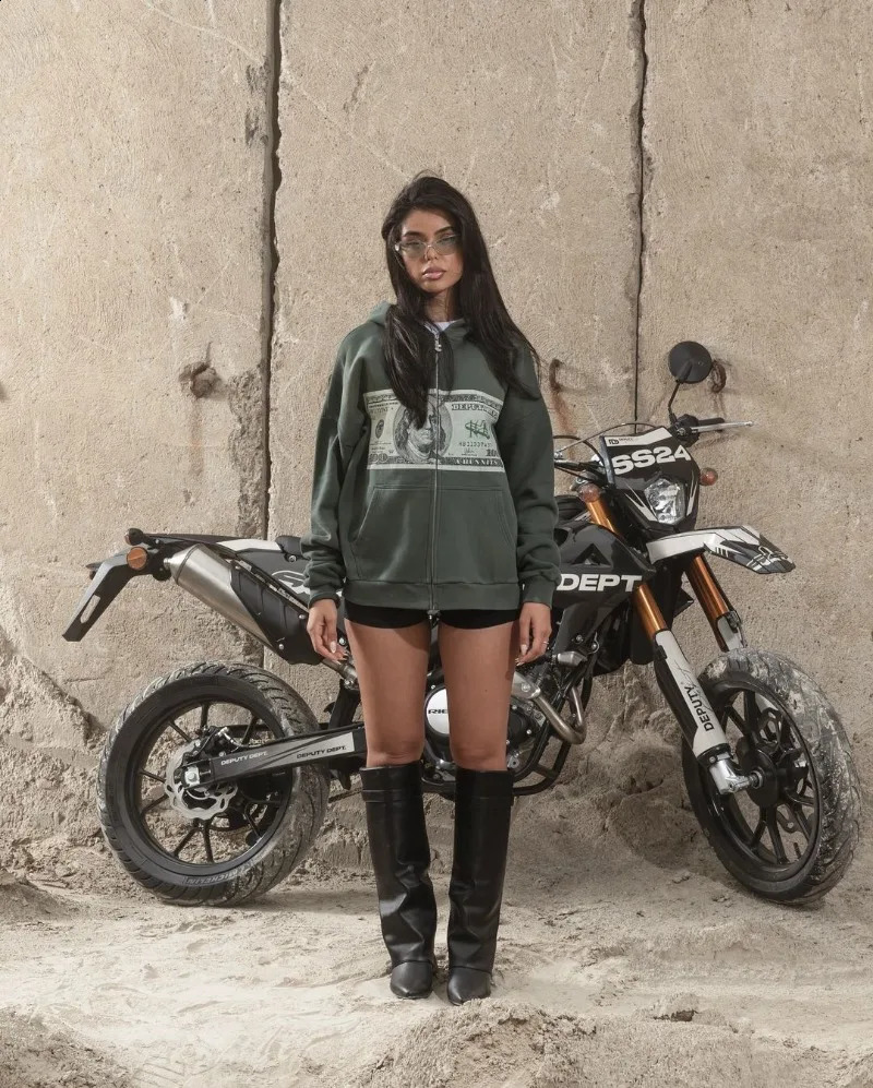 European and American Street Retro Anime Print Zipper Hoodie Men Y2k Goth Punk Hip Hop Rock Fashion Casual Sweatshirt Women 241224