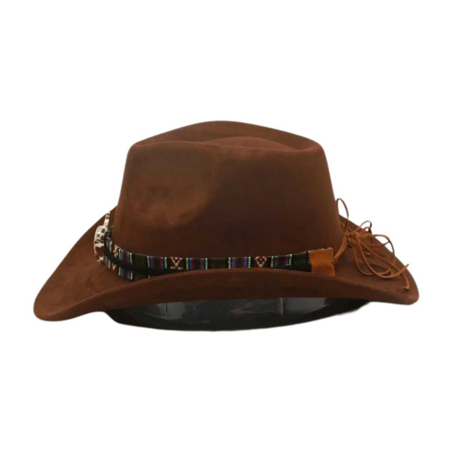 Niu Tou Ya Gao Suede Felt Hat Western Cowboy Hat Womens Curly Wide Brim Jazz Mens Womens Dance Performance Fedora C W241225
