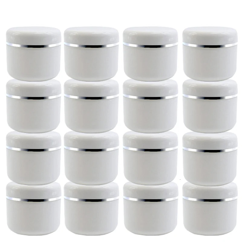 30Pcs/Pack 20g 30g 50g Cream Jar White Plastic Makeup Container Sample Cosmetics Box Empty Makeup Jar Pot Refillable Bottles 241225