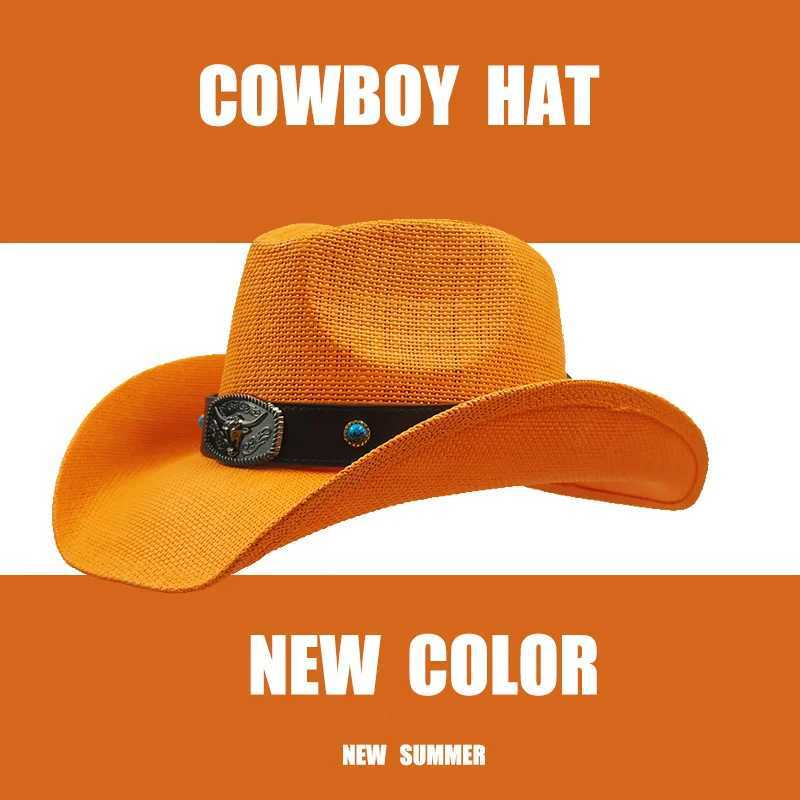 Western cowboy hat str mens and womens hat fashion big Brim str outdoor hat Sunshade jazz hat Panama sombrero vaquero homb W241225