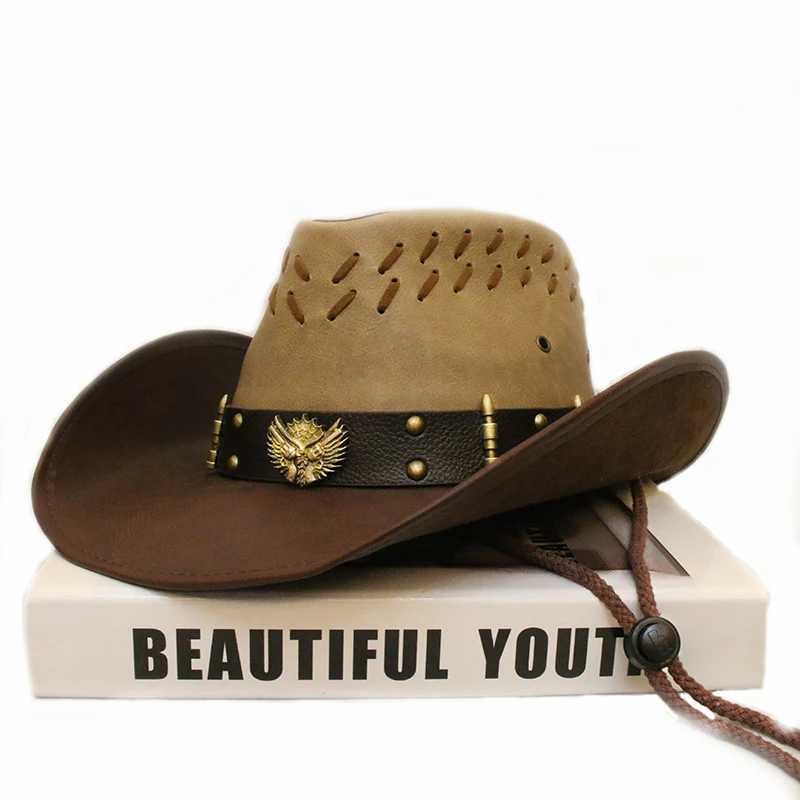 Designer Brand Mens and Womens Quty Leather Western Outdoor Riding Beach Hat Cowboy C Shadow Warm Gorilla Para Hombres W241225