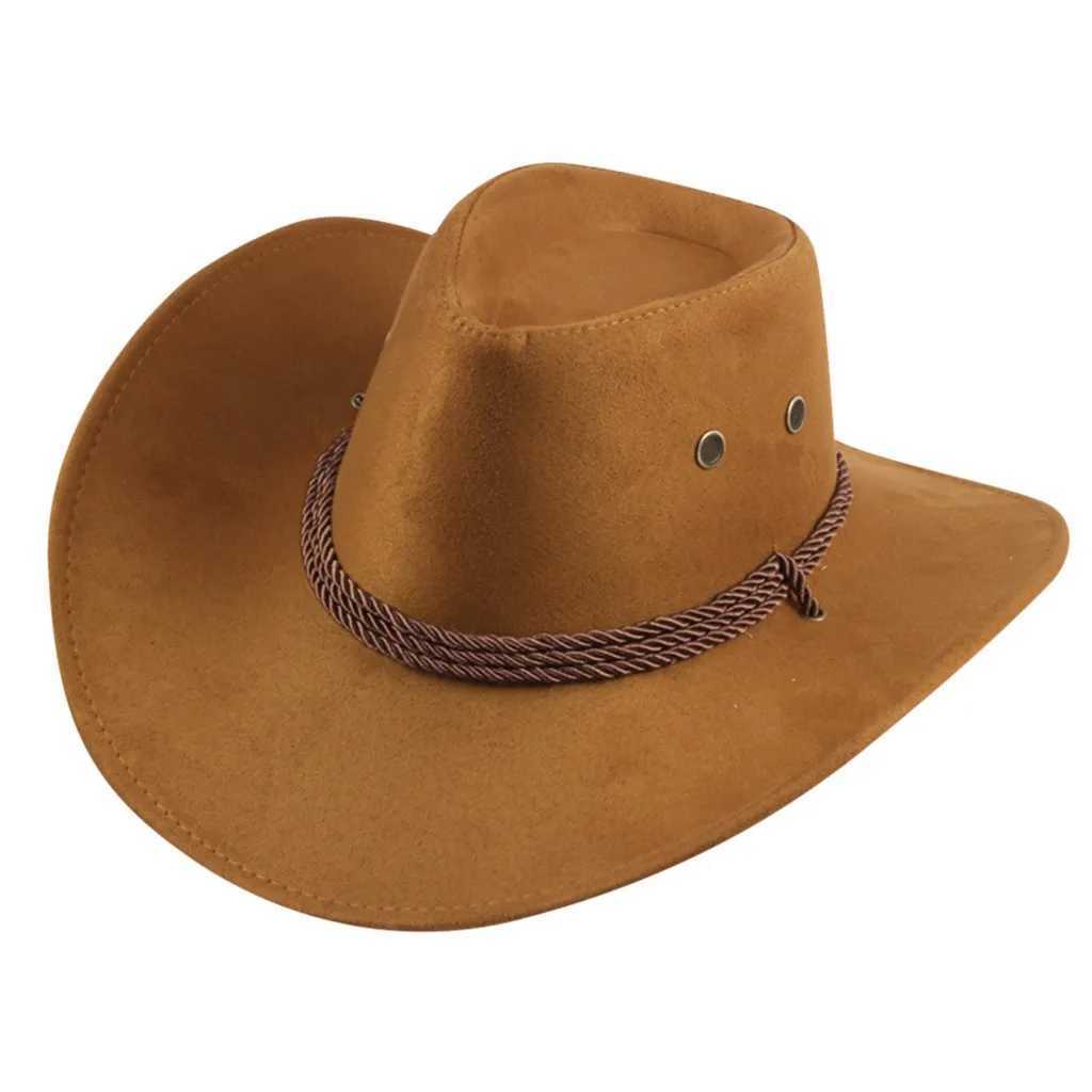 Mens Western Cowboy Hat Winter Autumn Fedora Hat Church Jazz Elegant C Gentleman Wide Brim Felt Sunhat Sombrero Hombre W241225